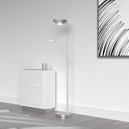 Dainolite Mother & Son LED Floor Lamp, Satin Chrome Finish