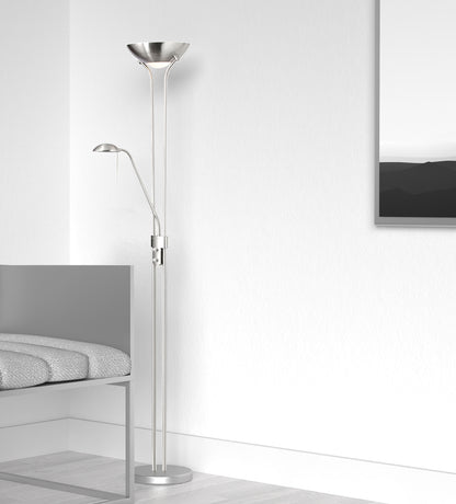 Dainolite Mother/Son Floor Lamp, Satin Chrome