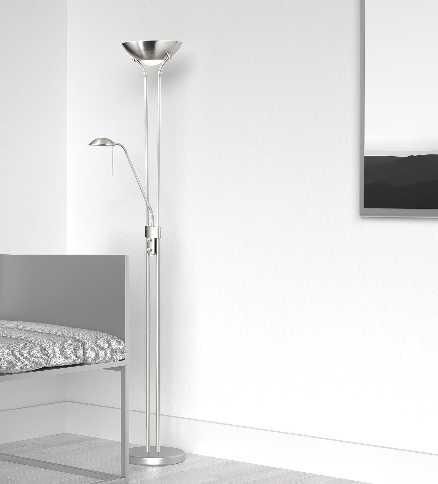 Dainolite Mother/Son Floor Lamp, Satin Chrome