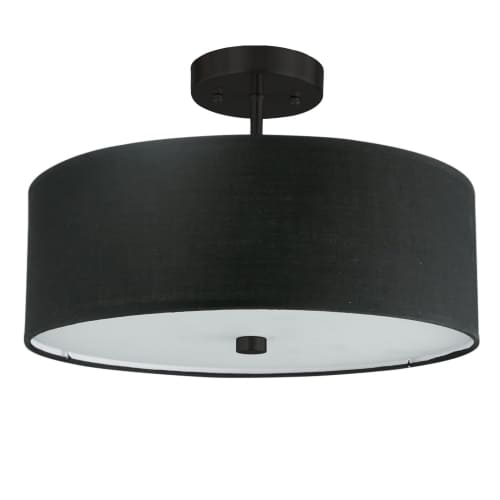 Dainolite 571-143SF-MB-BK 3 Light Incandescent Matte Black Semi-Flush Fixture w/ Black Shade