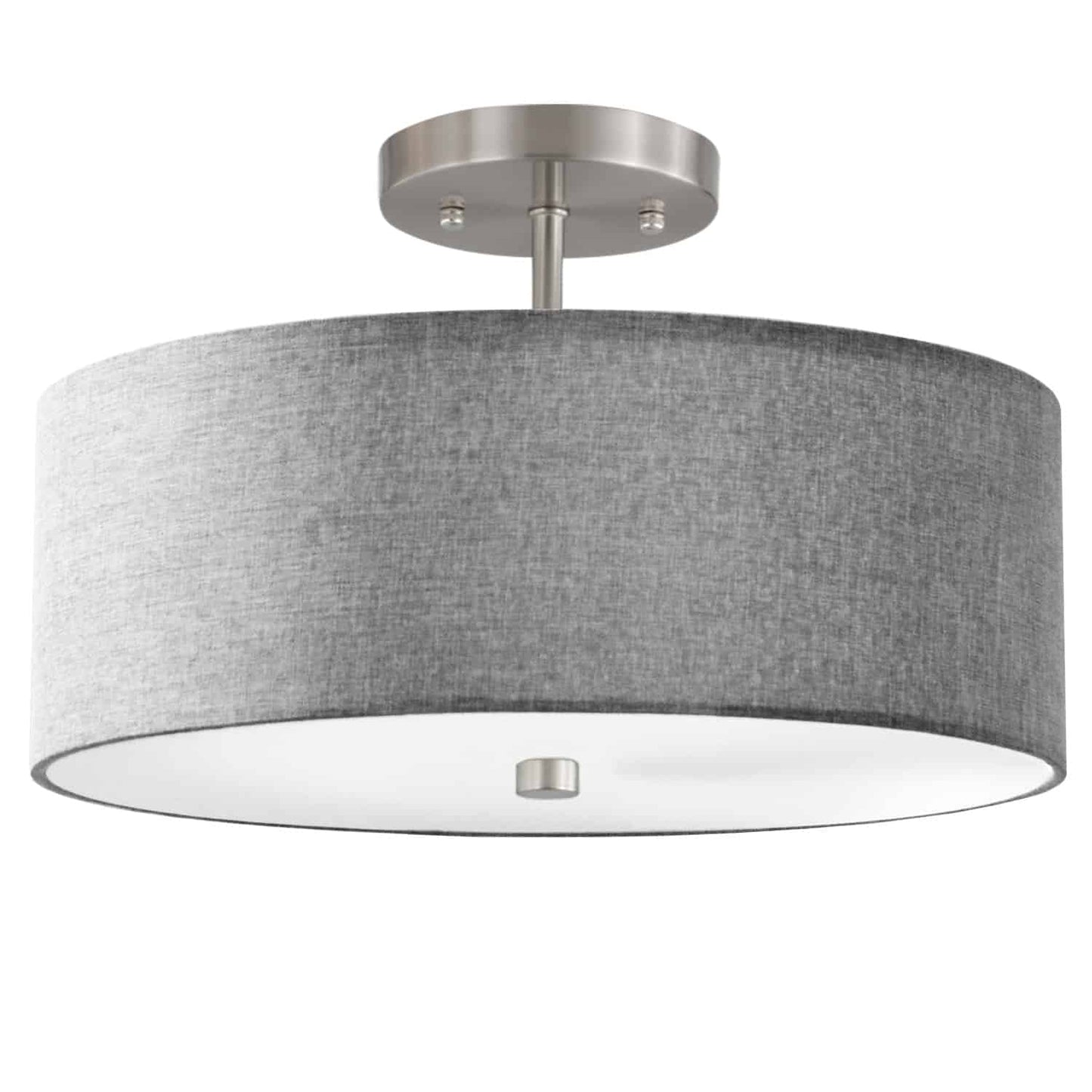 Dainolite 571-143SF-SC-GRY 3 Light Incandescent Semi Flush Satin Chrome Finish with Grey Shade