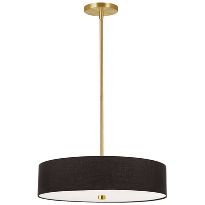 Dainolite 4 Light Incandescent Pendant Aged Brass with Black Shade