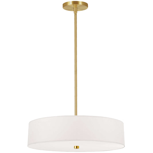 Dainolite 571-204P-AGB-WH 4 Light Incandescent Pendant Aged Brass with White Shade
