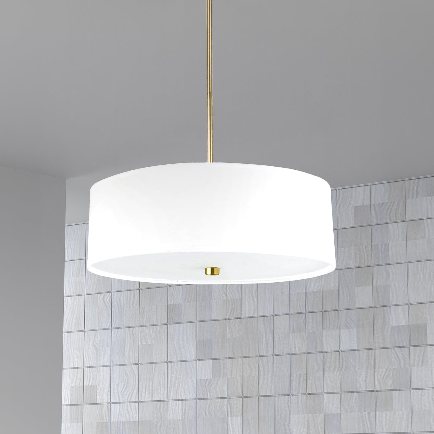 Dainolite 4 Light Incandescent Pendant Aged Brass with White Shade