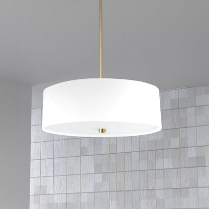 Dainolite 4 Light Incandescent Pendant Aged Brass with White Shade