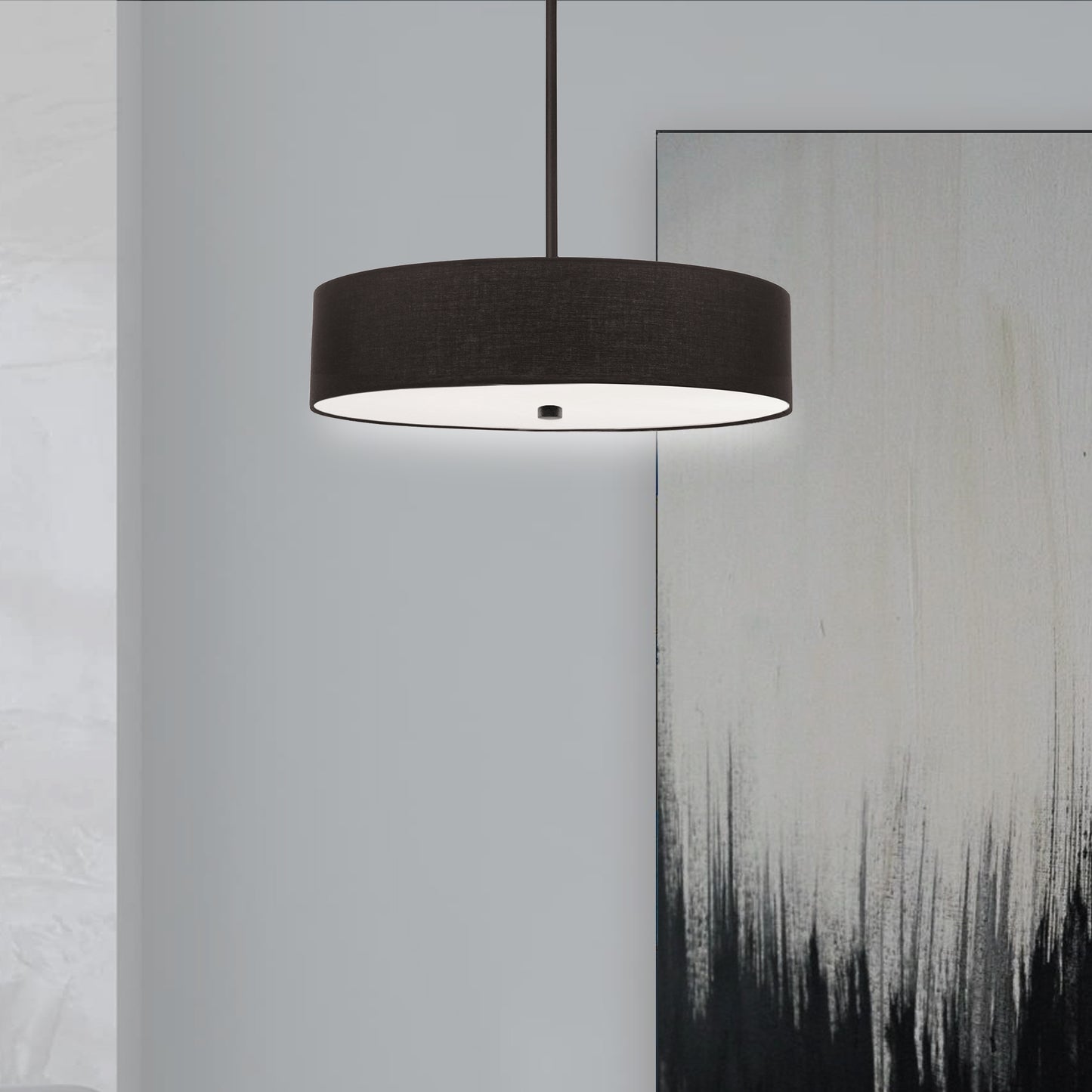 Dainolite 4 Light Incandescent Pendant, Matte Black with Black Shade