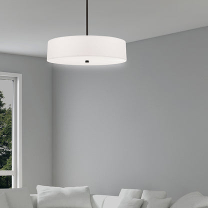 Dainolite 4 Light Incandescent Pendant, Matte Black with White Shade