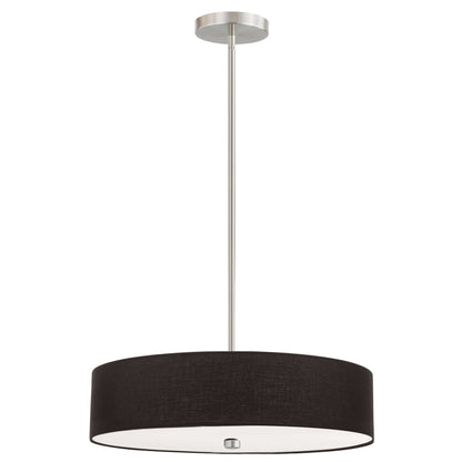 Dainolite 4 Light Incandescent Pendant Satin Chrome with Black Shade