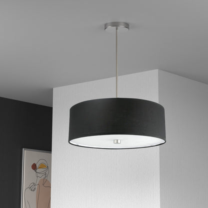 Dainolite 4 Light Incandescent Pendant Satin Chrome with Black Shade