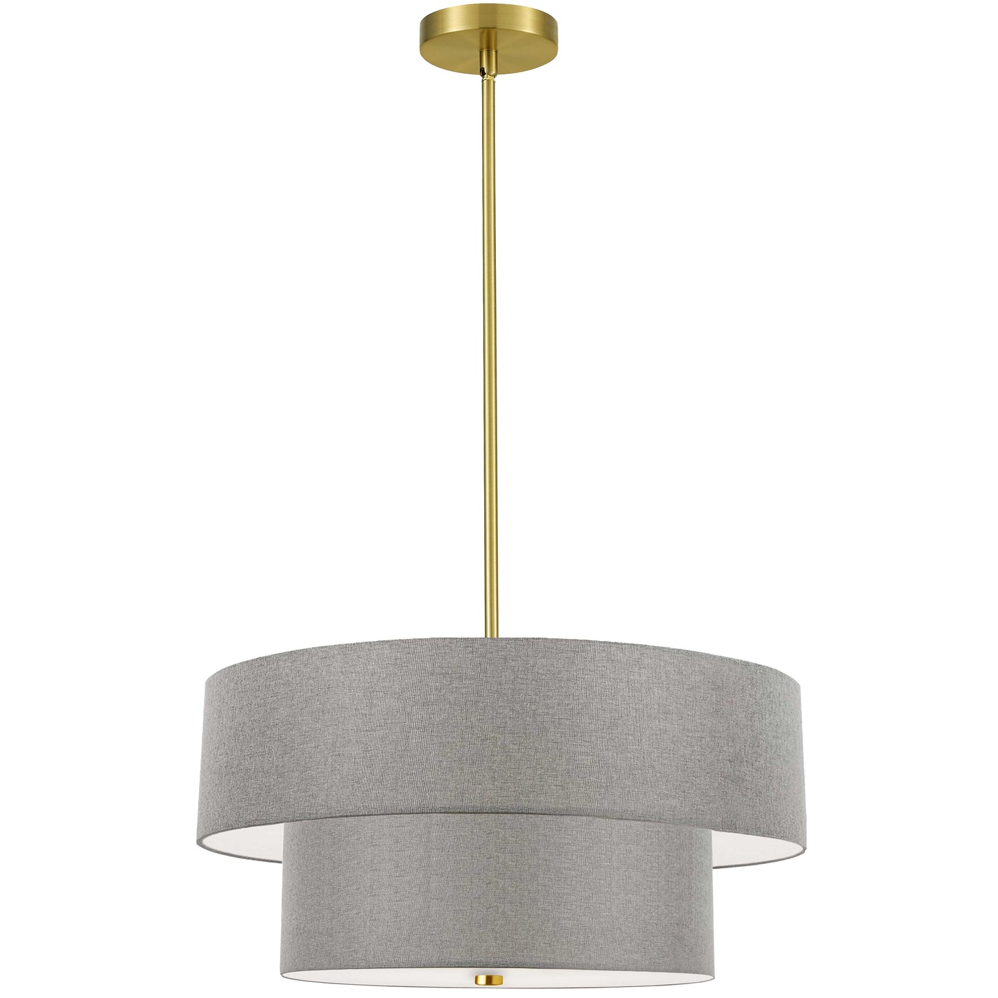 Dainolite 571-224P-AGB-GRY 4 Light Incandescent 2 Tier Pendant, Aged Brass with Grey Shade