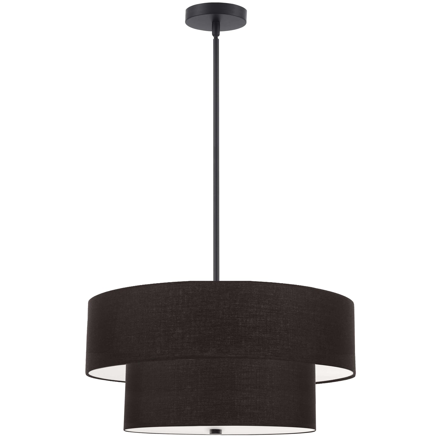 Dainolite 571-224P-MB-BK 4 Light Incandescent 2 Tier Pendant, Matte Black with Black Shade