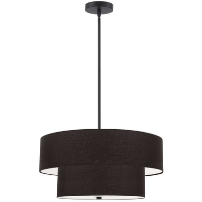 Dainolite 4 Light Incandescent 2 Tier Pendant, Matte Black with Black Shade