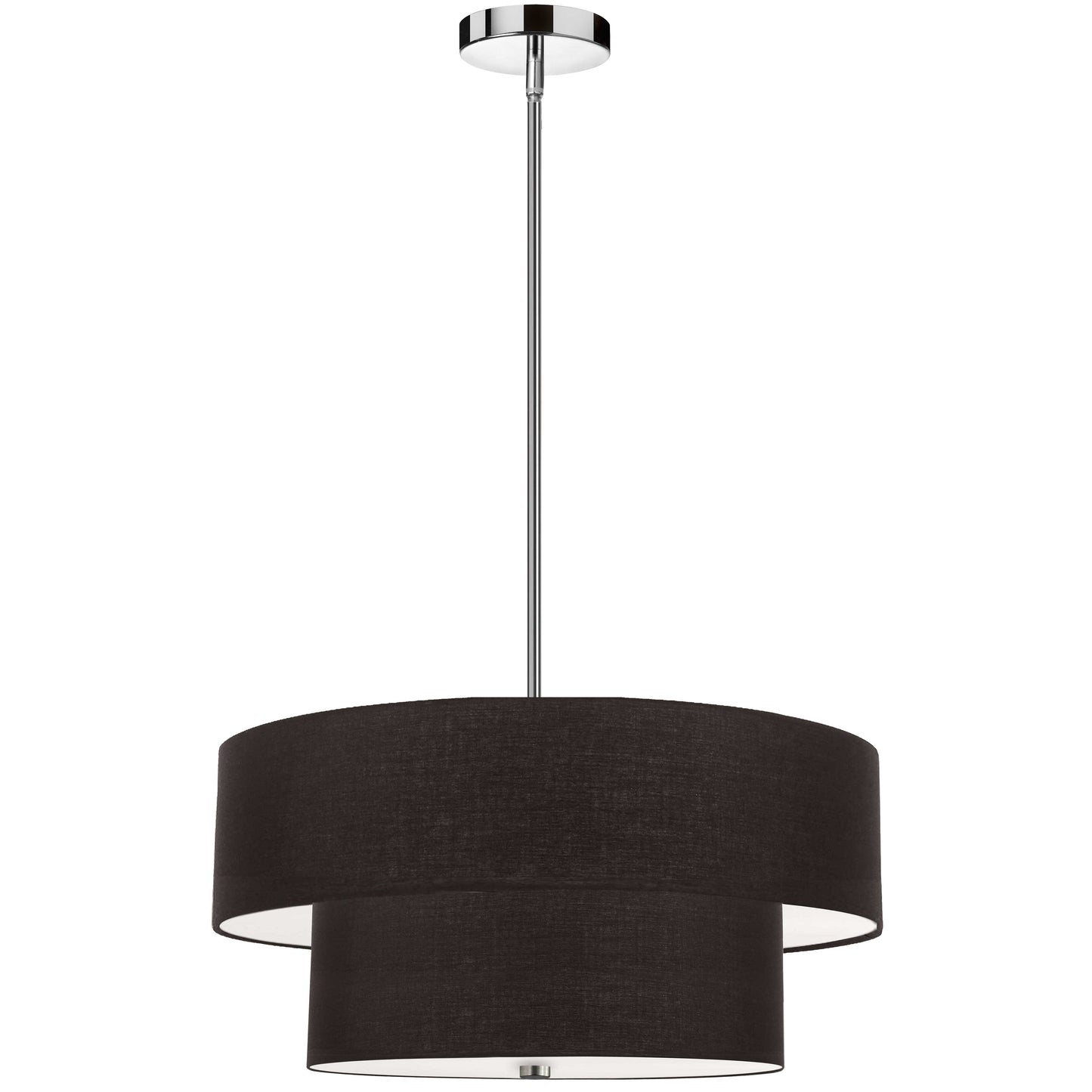 Dainolite 571-224P-PC-BK 4 Light Incandescent 2 Tier Pendant, Polished Chrome with Black Shade