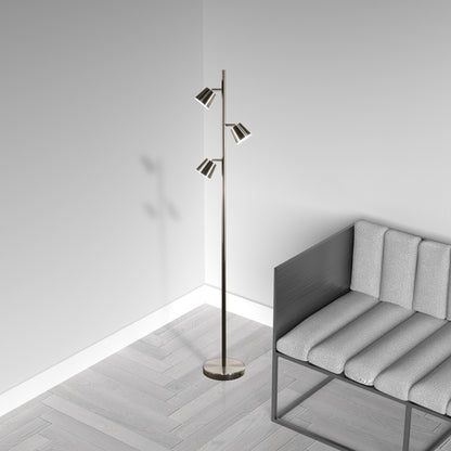 Dainolite 3 Light LED Floor Lamp, Satin Chrome Finish