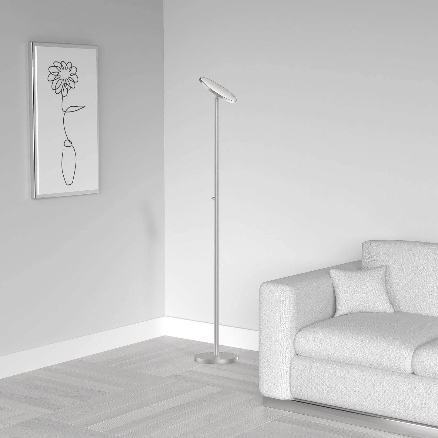 Dainolite LED Torchier, Satin Nickel Finish