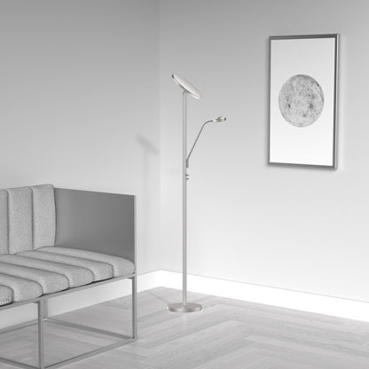 Dainolite Mother and Son LED Floor Lamp, Satin Nickel Finish