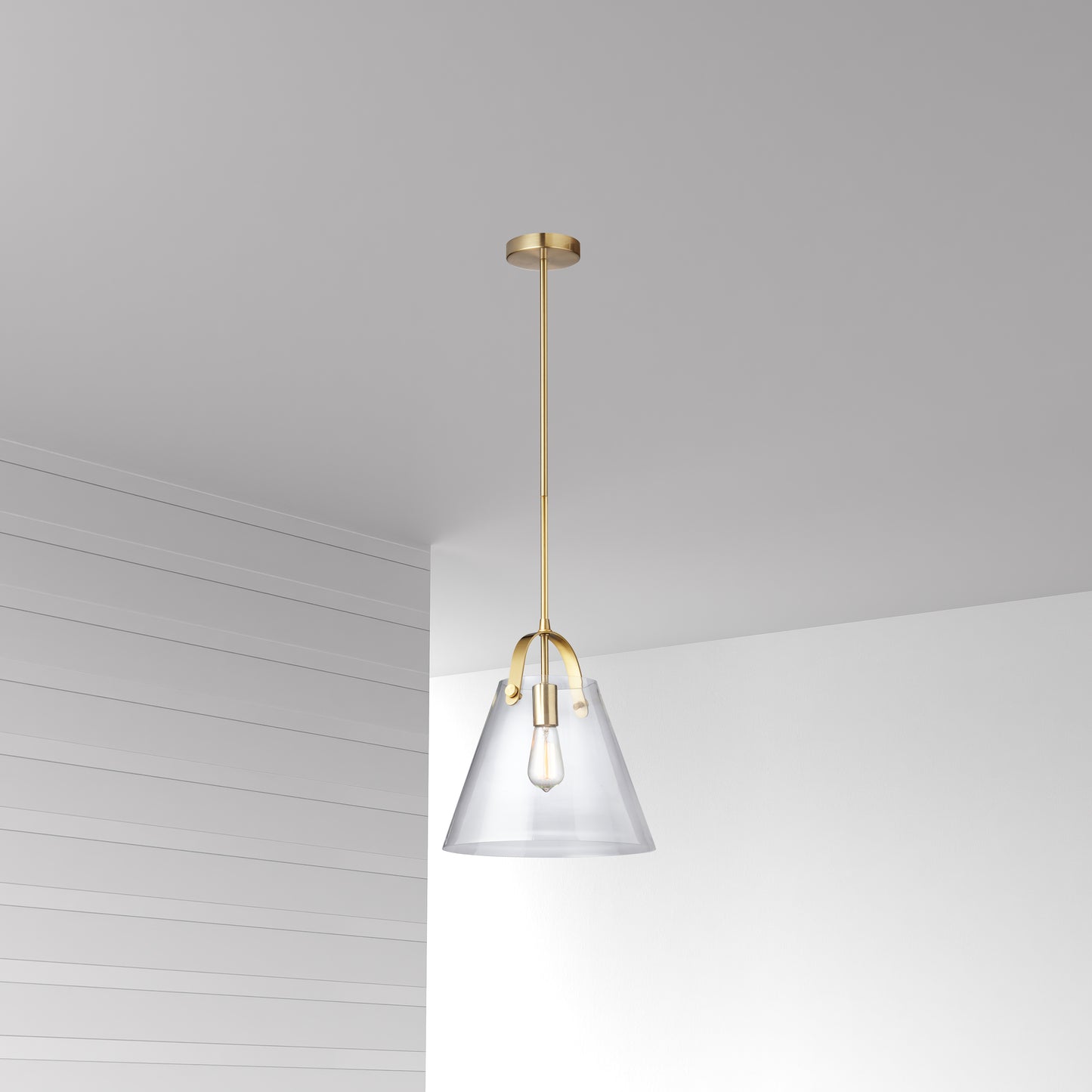 Dainolite 1 Light Incandescent Pendant Aged Brass Finish with Clear Glass