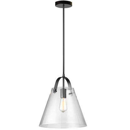 Dainolite 1 Light Incandescent Pendant Matte Black Finish with Clear Glass