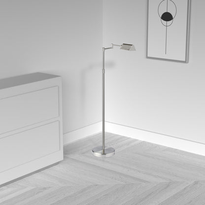 Dainolite 9W LED Swing Arm Floor Lamp, Satin Nickel Finish