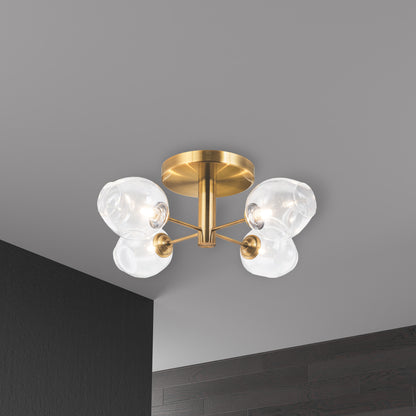 Dainolite 4 Light Halogen Semi Flush, Vintage Bronze with Clear Glass