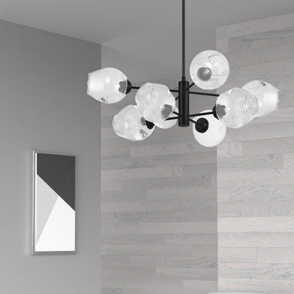Dainolite 8 Light Halogen Matte Black Pendant w/ Clear Glass