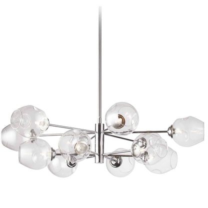 Dainolite 12 Light Round Pendant, Polished Chrome Finish with Clear Glass