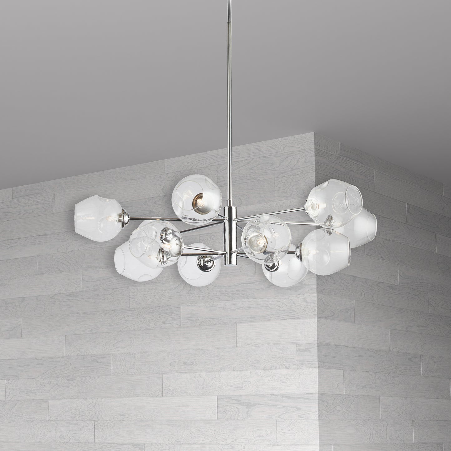 Dainolite 12 Light Round Pendant, Polished Chrome Finish with Clear Glass