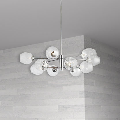 Dainolite 12 Light Round Pendant, Polished Chrome Finish with Clear Glass