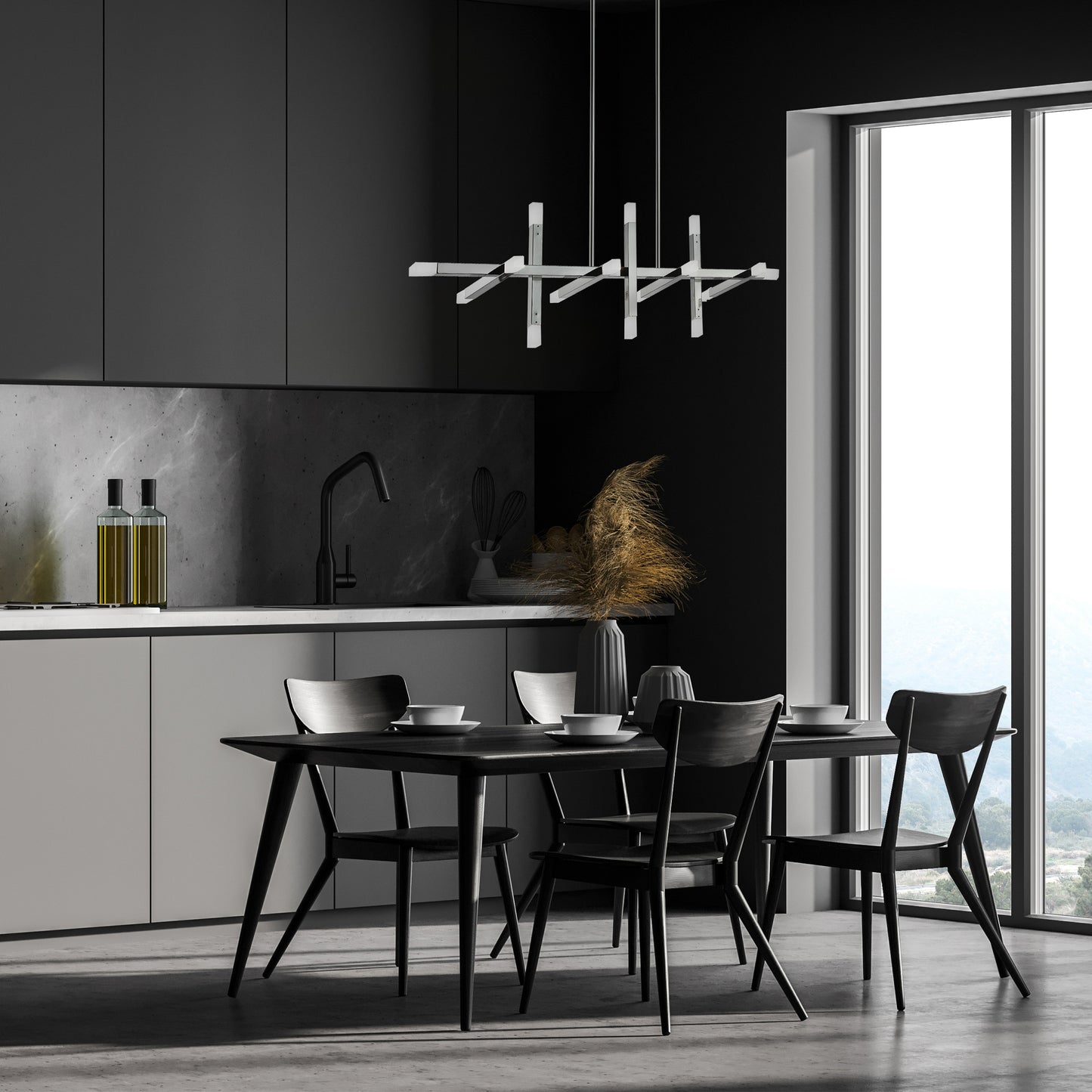 Dainolite 48W Horizontal Chandelier Polished Chrome with Frosted Acrylic Diffuser