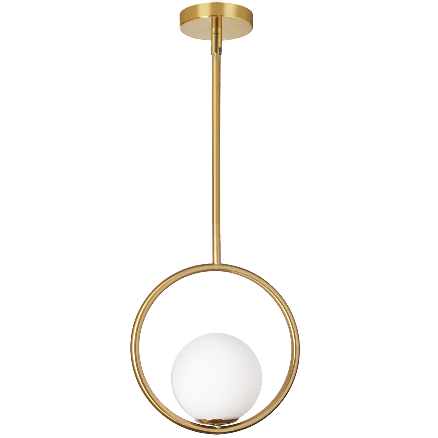 Dainolite ADR-101P-AGB 1 Light Halogen Pendant Aged Brass Finish with White Glass