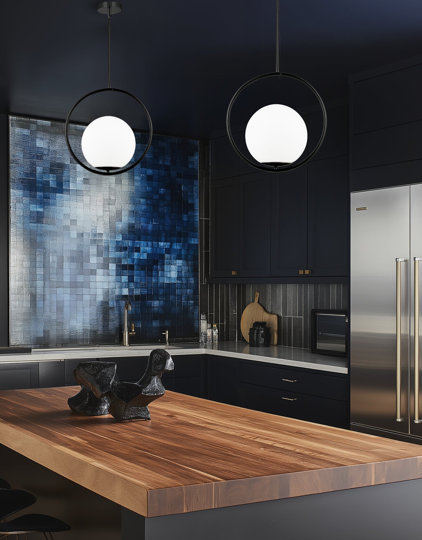 Dainolite 1 Light Incandescent Pendant, Matte Black with White Opal Glass
