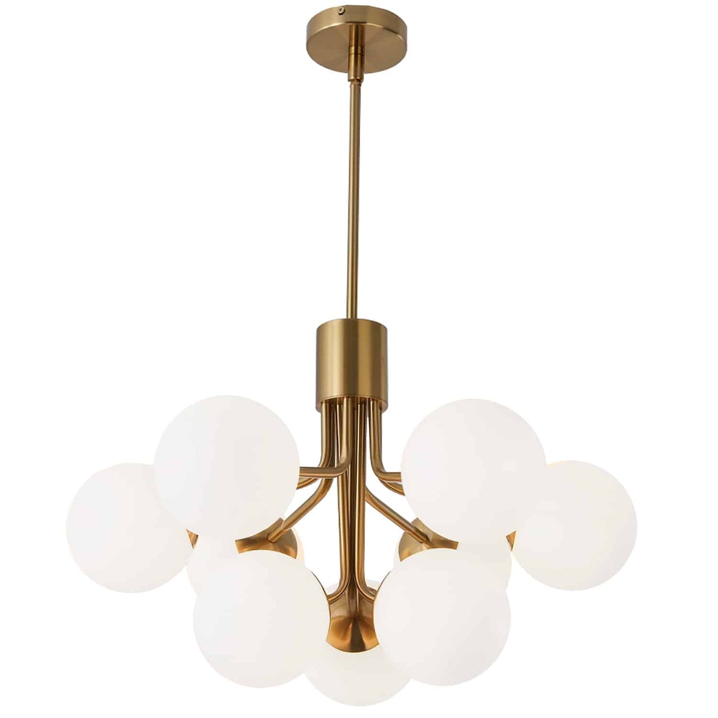 Dainolite AMA-249C-AGB 9 Light Halogen Chandelier, Aged Brass with Opal Glass