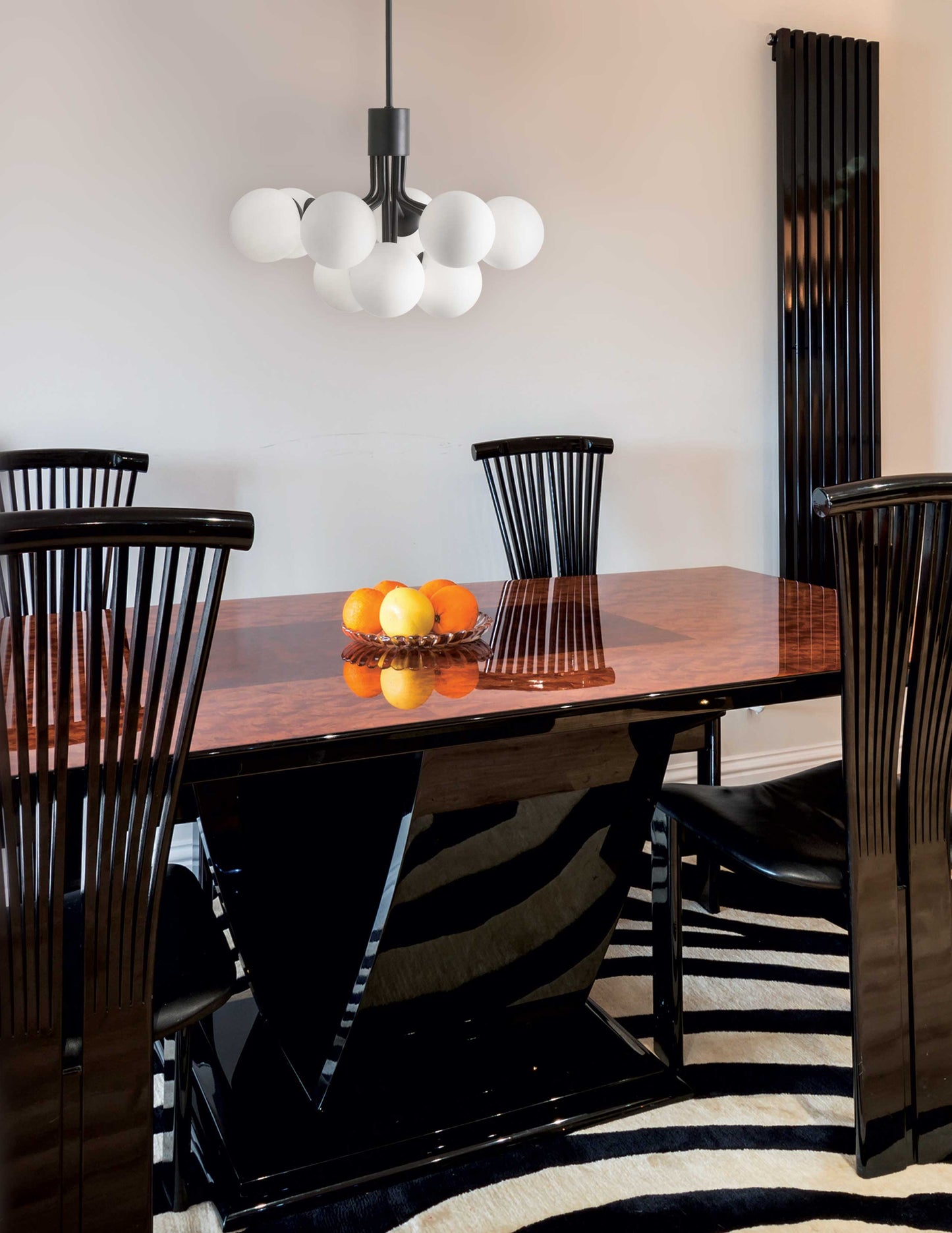 Dainolite 9 Light Halogen Chandelier, Matte Black with Opal Glass