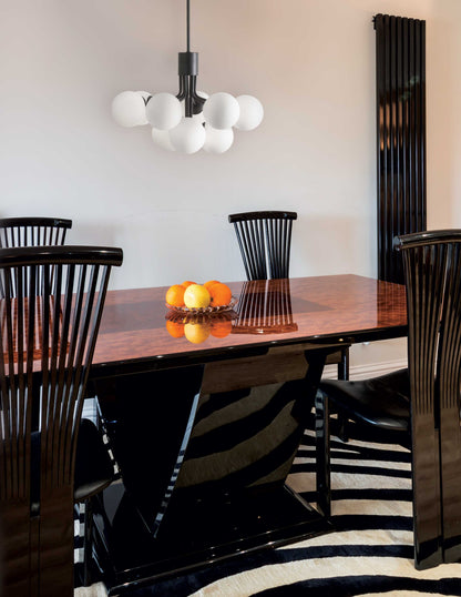 Dainolite 9 Light Halogen Chandelier, Matte Black with Opal Glass