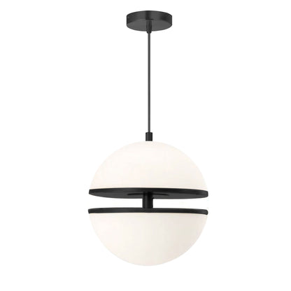 Dainolite 30W Pendant, Matte Black w/ White Glass