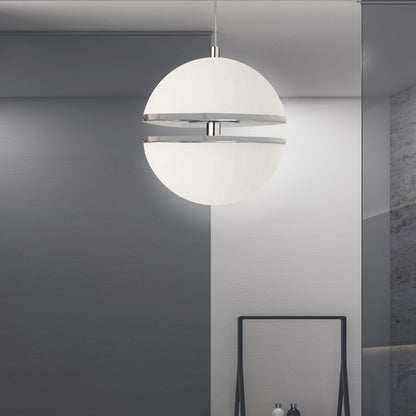 Dainolite 30W Pendant, Polished Chrome w/ White Glass