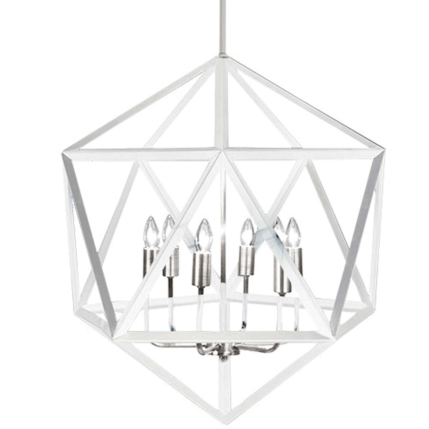 Dainolite ARC-226C-WH-SC 6 Light Chandelier, Matte White with Satin Chrome Accents