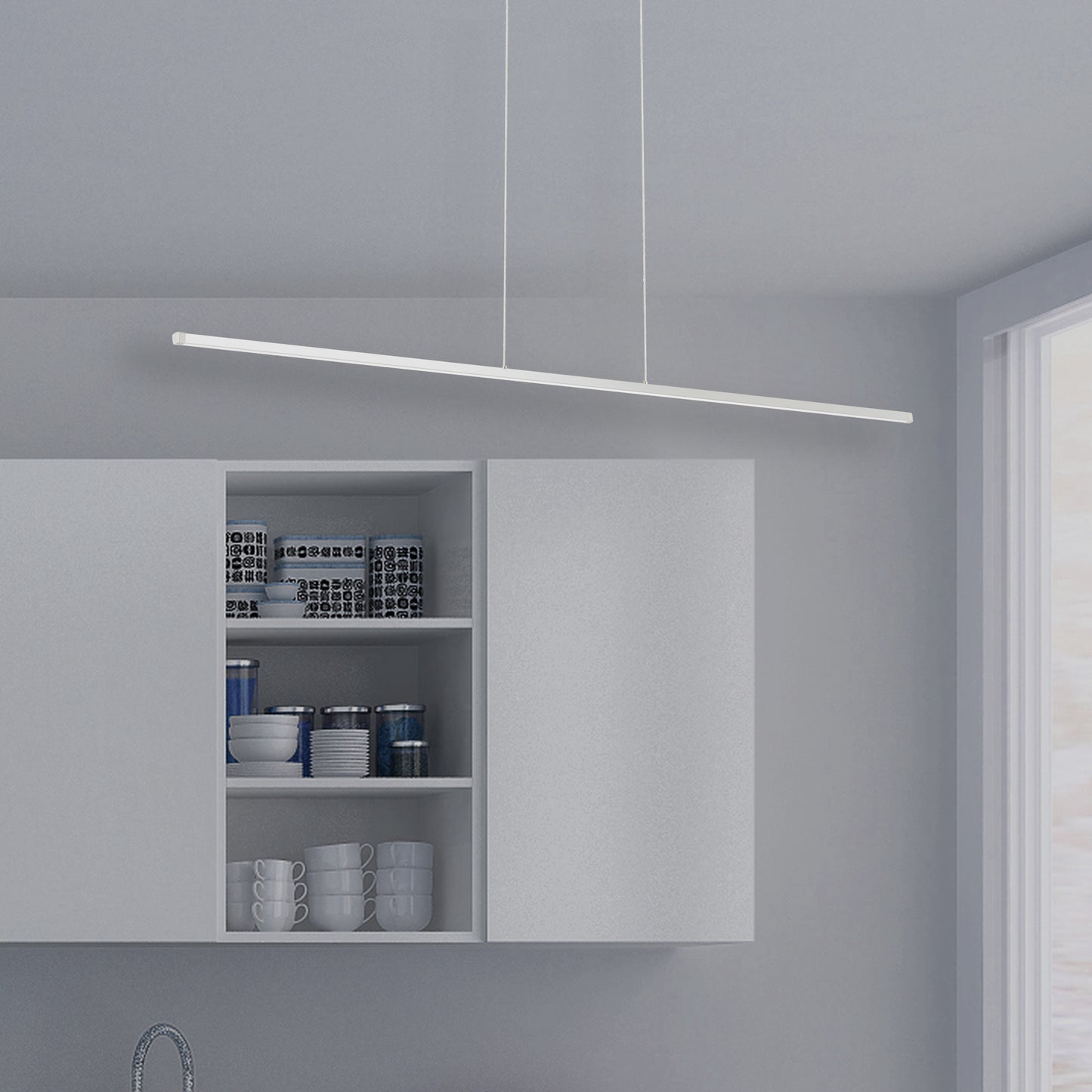 Dainolite 30W Horizontal Matte White Pendant w/ White Acrylic Diffuser