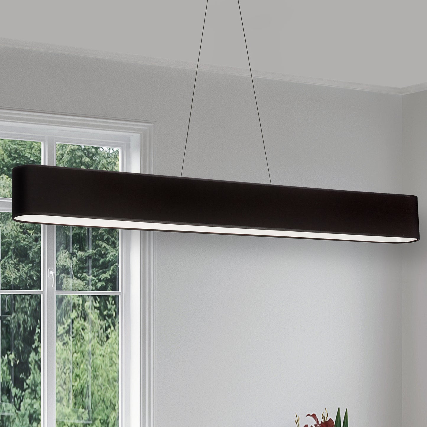 Dainolite 30W Horizontal Matte Black Pendant w/ Black Shade