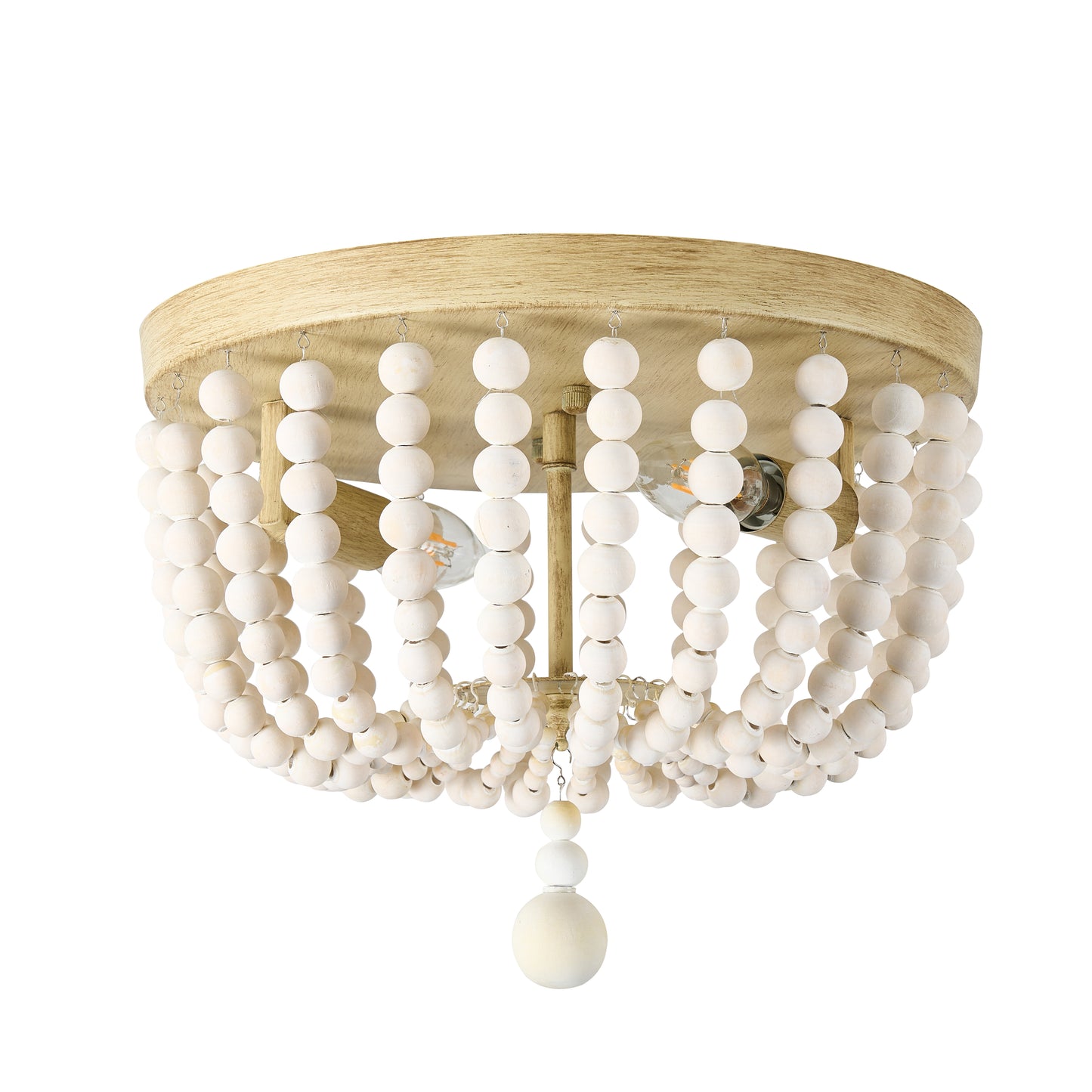 Dainolite 2 Light Vintage White Beaded Flush Mount