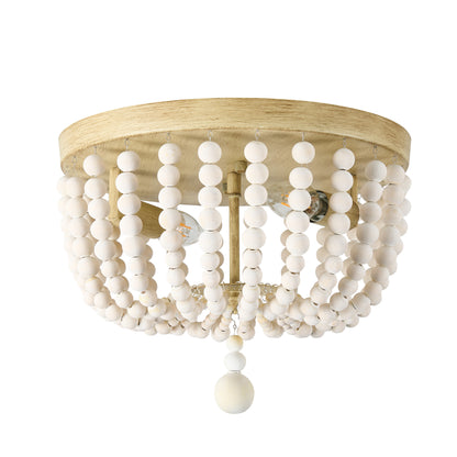 Dainolite 2 Light Vintage White Beaded Flush Mount