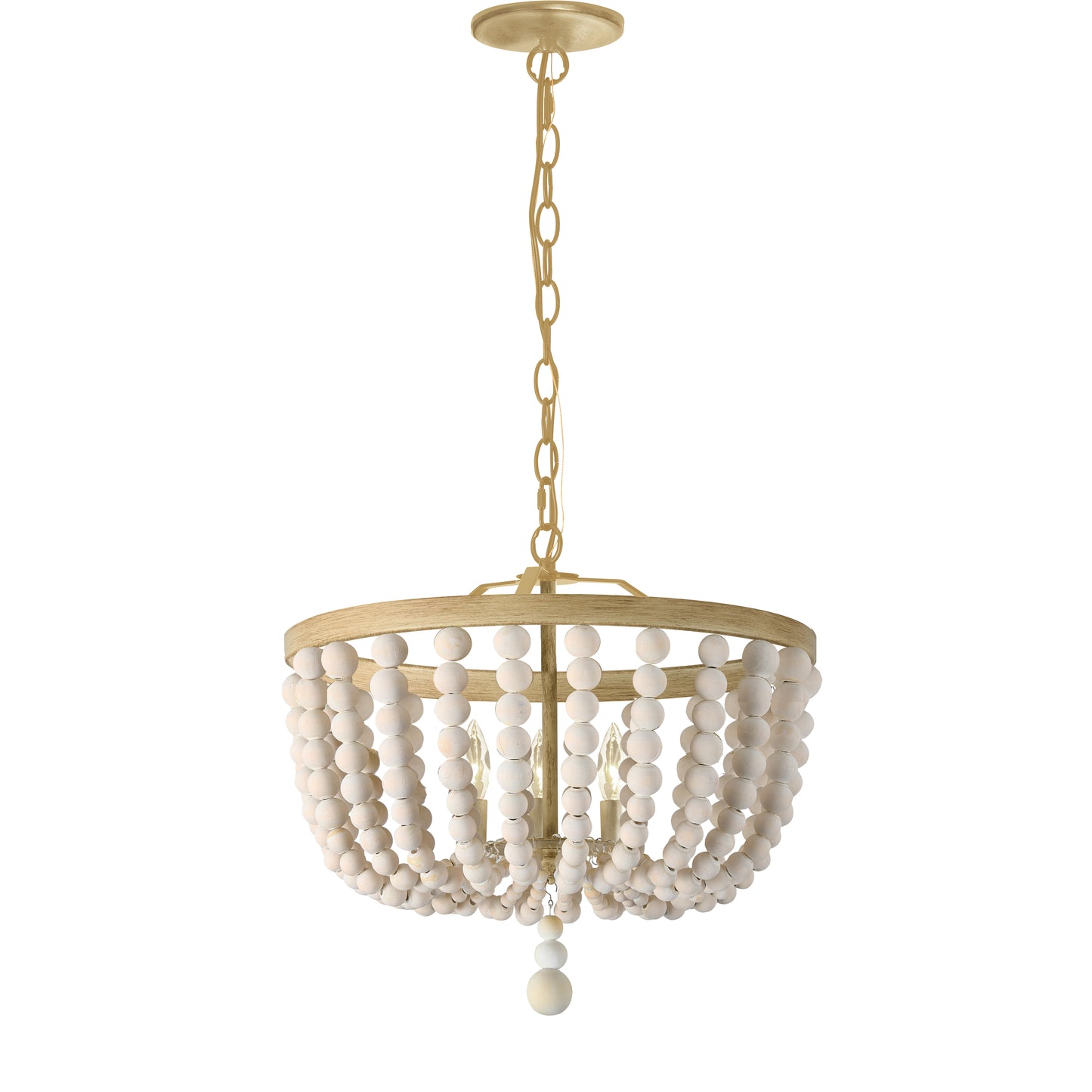 Dainolite 3 Light Vintage White Beaded Pendant