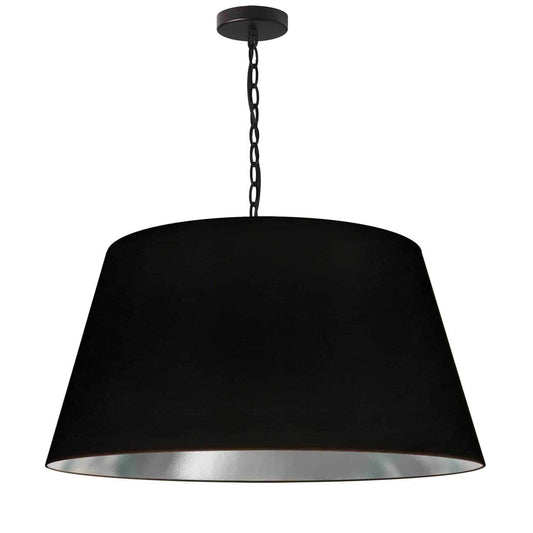 Dainolite BRY-L-BK-697 1 Light Brynn Large Pendant, Black/Silver Shade, Black