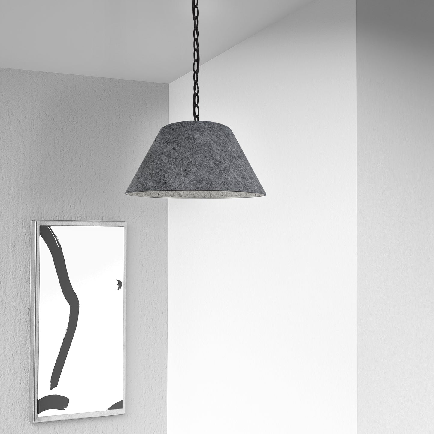 Dainolite 1 Light Small Brynn Black Pendant w/ Grey Felt