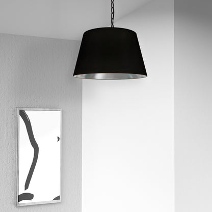 Dainolite 1 Light Brynn Small Pendant, Black/Silver Shade, Black