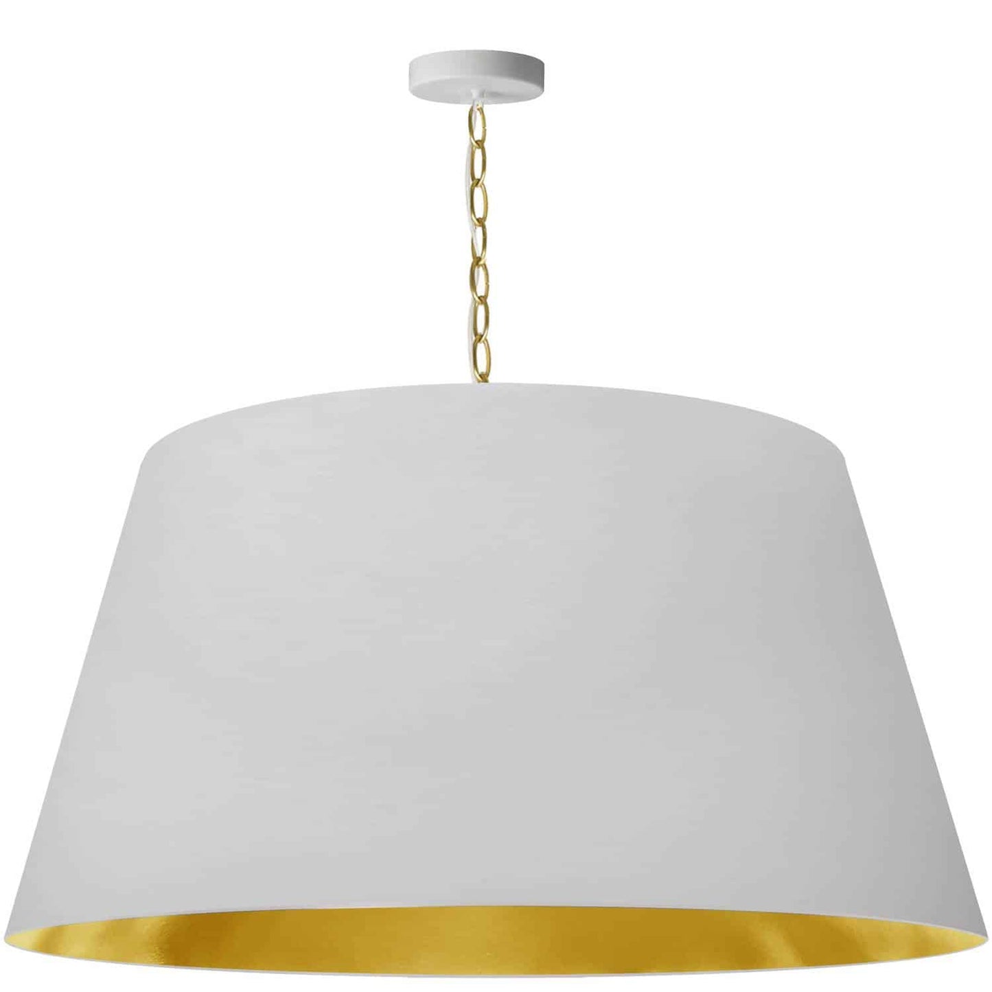 Dainolite 1 Light Brynn Extra Large Pendant, White/Gold Shade, Aged Brass