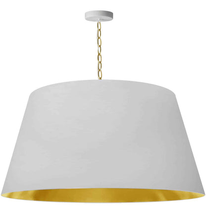 Dainolite 1 Light Brynn Extra Large Pendant, White/Gold Shade, Aged Brass