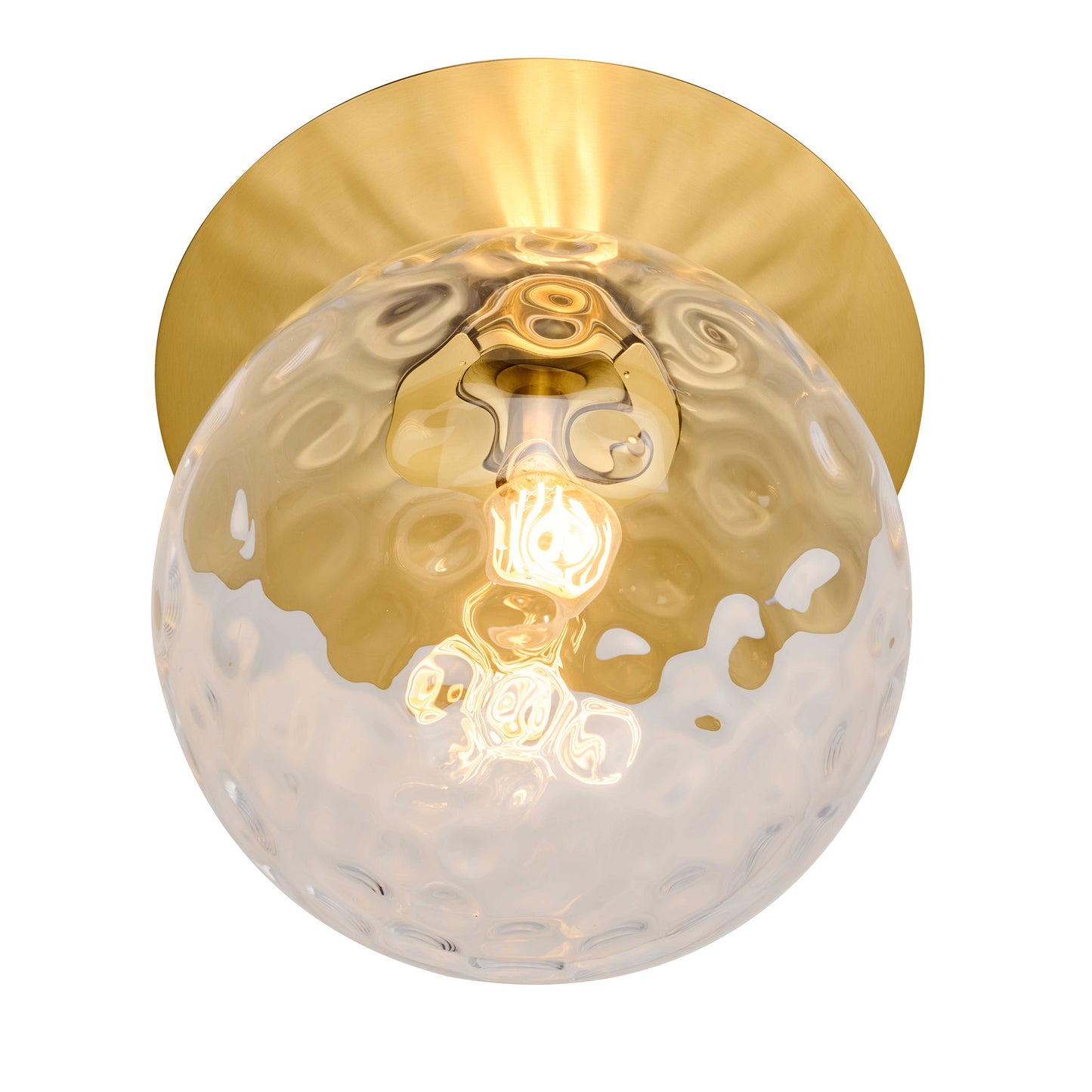 Dainolite 1 Light Aged Brass Incandescent Wall Sconce with Hammered Glass Globe