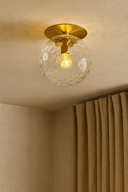 Dainolite 1 Light Aged Brass Incandescent Wall Sconce with Hammered Glass Globe