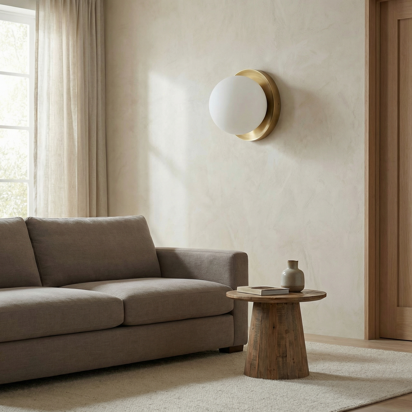 Dainolite 1 Light Aged Brass Incandescent Wall Sconce with White Glass Globe